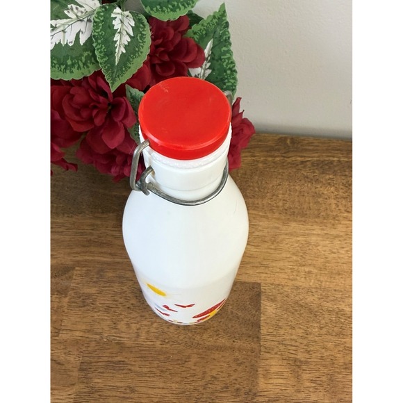 Vintage Cerve Italy Milk Glass Bottle Mushroom Butterfly Sunshine Design Retro - Picture 10 of 10